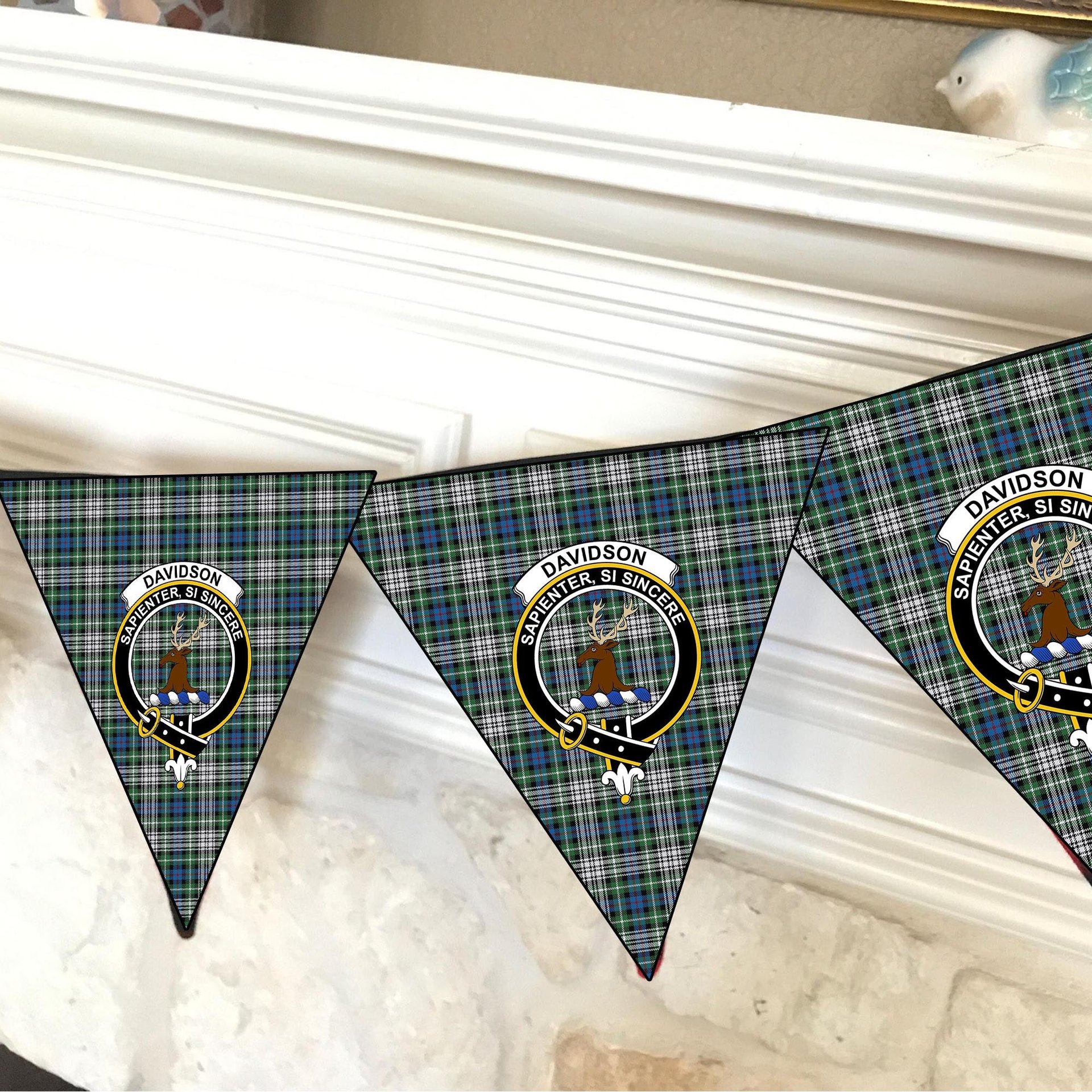 ScotsTee Shop Scottish Davidson of Tulloch Dress Ancient Crest Tartan Triangle Flags Tartan Bunting, Pennants (12pcs)