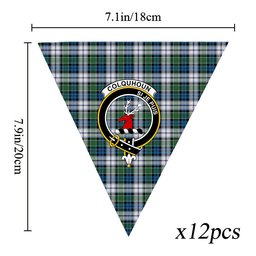 ScotsTee Shop Scottish Colquhoun Dress Ancient Crest Tartan Triangle Flags Tartan Bunting, Pennants (12pcs)
