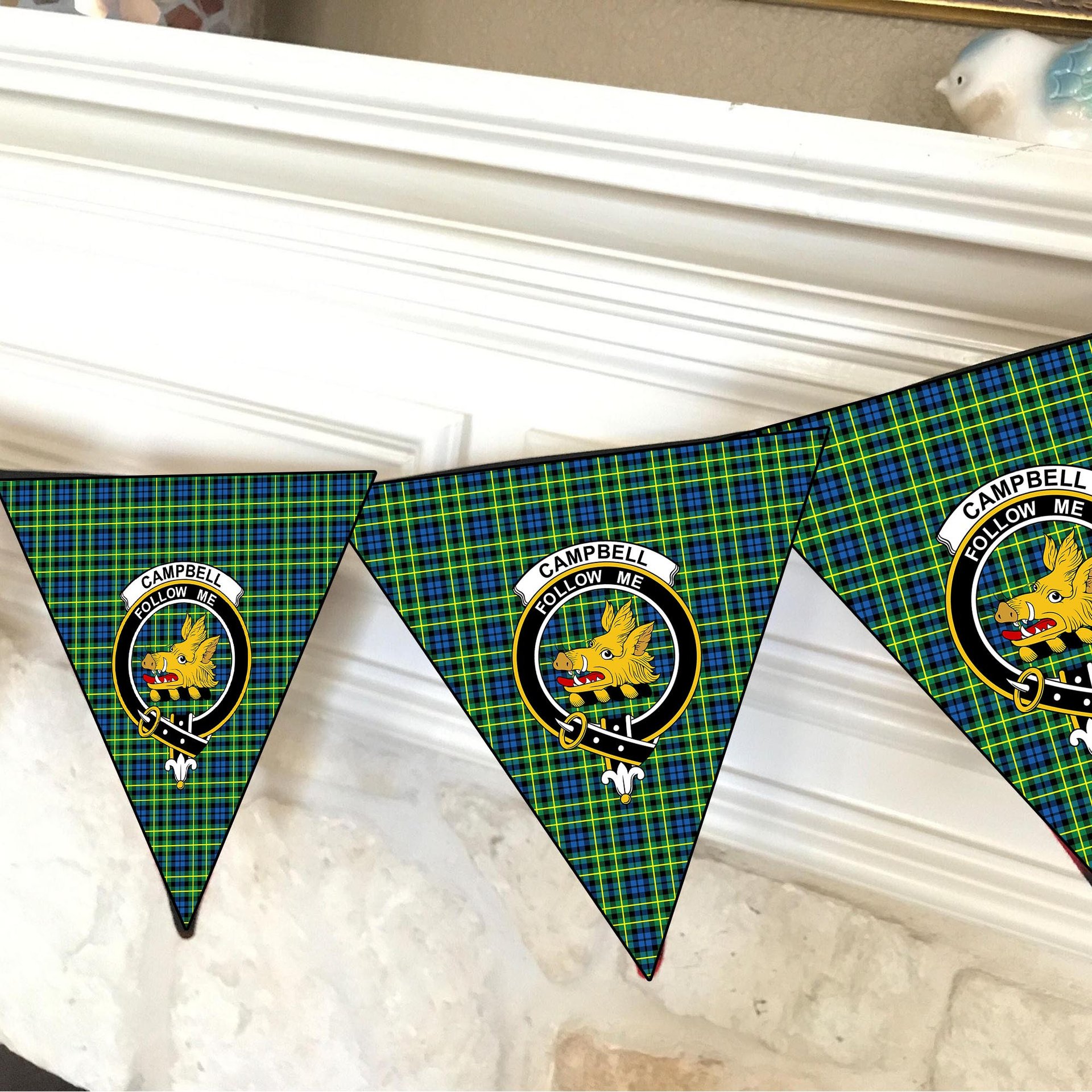 ScotsTee Shop Scottish Campbell of Breadalbane Ancient Crest Tartan Triangle Flags Tartan Bunting, Pennants (12pcs)
