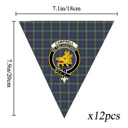 ScotsTee Shop Scottish Campbell Argyll Modern Crest Tartan Triangle Flags Tartan Bunting, Pennants (12pcs)
