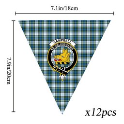 ScotsTee Shop Scottish Campbell Dress Ancient 02 Crest Tartan Triangle Flags Tartan Bunting, Pennants (12pcs)