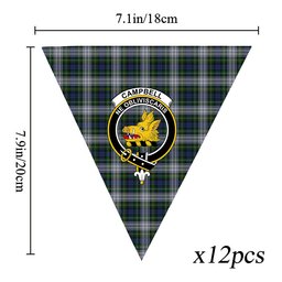 ScotsTee Shop Scottish Campbell of Lochnell Dress Crest Tartan Triangle Flags Tartan Bunting, Pennants (12pcs)