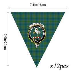 ScotsTee Shop Scottish Cranstoun Modern Crest Tartan Triangle Flags Tartan Bunting, Pennants (12pcs)