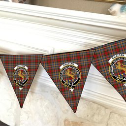 ScotsTee Shop Scottish Chattan brown stripe variation Crest Tartan Triangle Flags Tartan Bunting, Pennants (12pcs)