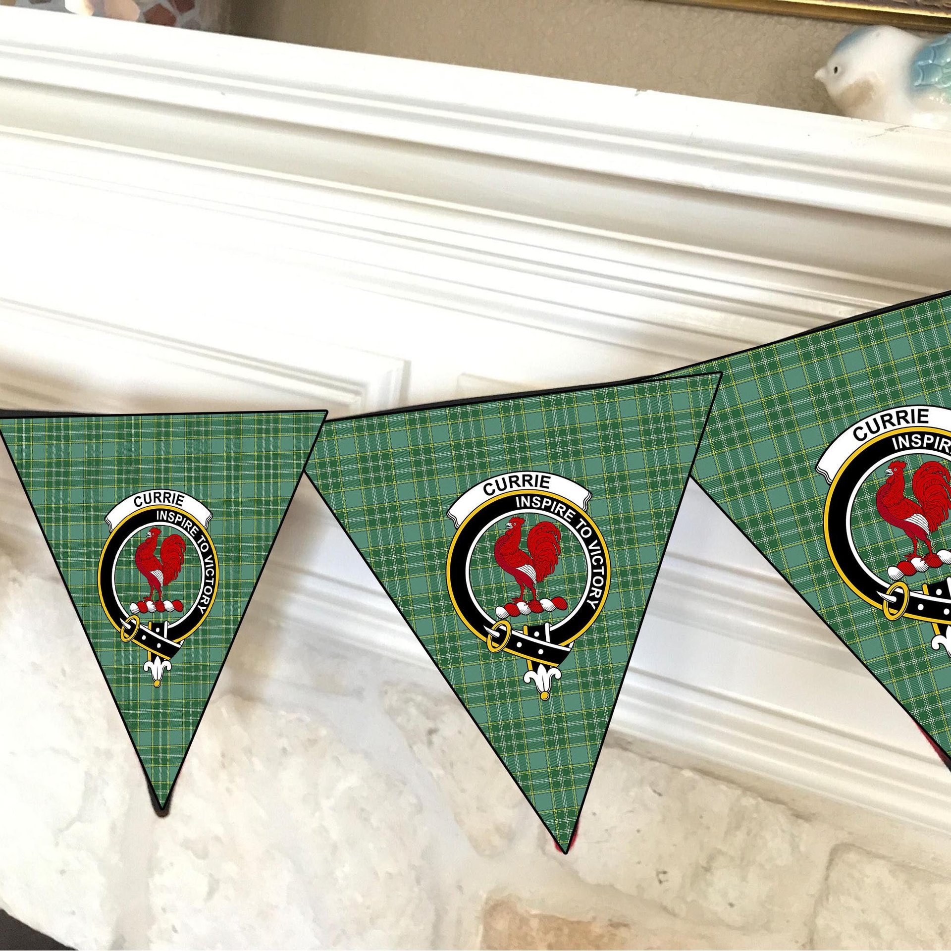 ScotsTee Shop Scottish Currie Modern Crest Tartan Triangle Flags Tartan Bunting, Pennants (12pcs)