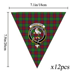 ScotsTee Shop Scottish Cranston Dress Crest Tartan Triangle Flags Tartan Bunting, Pennants (12pcs)