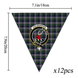 ScotsTee Shop Scottish Colquhoun Dress Crest Tartan Triangle Flags Tartan Bunting, Pennants (12pcs)