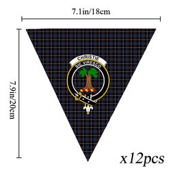 ScotsTee Shop Scottish Christie (2016) Crest Tartan Triangle Flags Tartan Bunting, Pennants (12pcs)