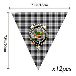 ScotsTee Shop Scottish Douglas Grey Ancient Crest Tartan Triangle Flags Tartan Bunting, Pennants (12pcs)