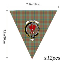 ScotsTee Shop Scottish Currie of Arran Ancient Clan Crest Tartan Triangle Flags Tartan Bunting, Pennants (12pcs)