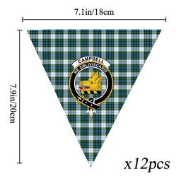 ScotsTee Shop Scottish Campbell Dress Crest Tartan Triangle Flags Tartan Bunting, Pennants (12pcs)