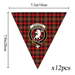 ScotsTee Shop Scottish Colville Modern Crest Tartan Triangle Flags Tartan Bunting, Pennants (12pcs)