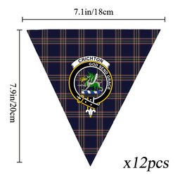 ScotsTee Shop Scottish Crichton Modern Crest Tartan Triangle Flags Tartan Bunting, Pennants (12pcs)
