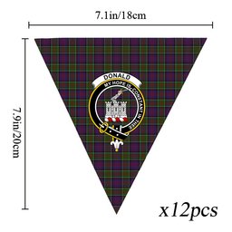 ScotsTee Shop Scottish Donald of Clan Ranald Modern Crest Tartan Triangle Flags Tartan Bunting, Pennants (12pcs)