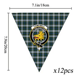 ScotsTee Shop Scottish Campbell Dress 1 Crest Tartan Triangle Flags Tartan Bunting, Pennants (12pcs)