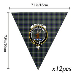 ScotsTee Shop Scottish Davidson of Tulloch Dress Crest Tartan Triangle Flags Tartan Bunting, Pennants (12pcs)