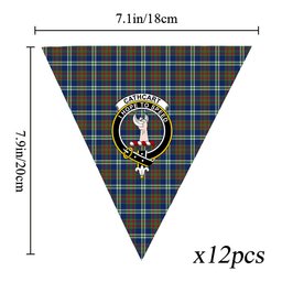 ScotsTee Shop Scottish Cathcart Modern Crest Tartan Triangle Flags Tartan Bunting, Pennants (12pcs)