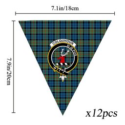 ScotsTee Shop Scottish Colquhoun Ancient Crest Tartan Triangle Flags Tartan Bunting, Pennants (12pcs)