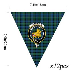 ScotsTee Shop Scottish Campbell Ancient 02 Crest Tartan Triangle Flags Tartan Bunting, Pennants (12pcs)