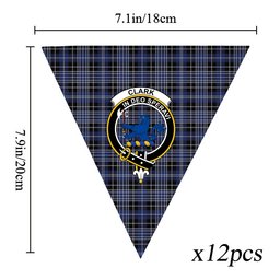 ScotsTee Shop Scottish Clark (Lion) Crest Tartan Triangle Flags Tartan Bunting, Pennants (12pcs)