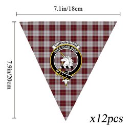 ScotsTee Shop Scottish Cunningham Dress Burgundy Dance Crest Tartan Triangle Flags Tartan Bunting, Pennants (12pcs)
