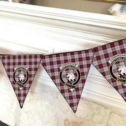 ScotsTee Shop Scottish Cunningham Dress Burgundy Dance Crest Tartan Triangle Flags Tartan Bunting, Pennants (12pcs)