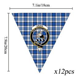 ScotsTee Shop Scottish Craig Paisley Modern Crest Tartan Triangle Flags Tartan Bunting, Pennants (12pcs)