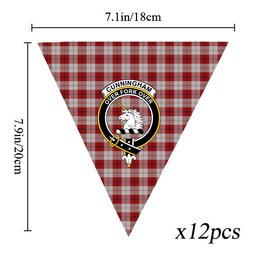 ScotsTee Shop Scottish Cunningham Dress Crest Tartan Triangle Flags Tartan Bunting, Pennants (12pcs)