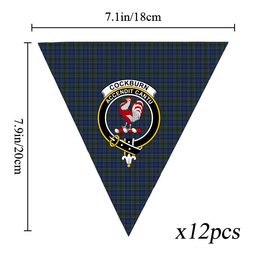 ScotsTee Shop Scottish Cockburn Blue Crest Tartan Triangle Flags Tartan Bunting, Pennants (12pcs)