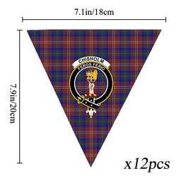 ScotsTee Shop Scottish Chisholm Hunting Modern Crest Tartan Triangle Flags Tartan Bunting, Pennants (12pcs)