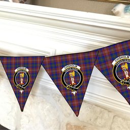 ScotsTee Shop Scottish Chisholm Hunting Modern Crest Tartan Triangle Flags Tartan Bunting, Pennants (12pcs)