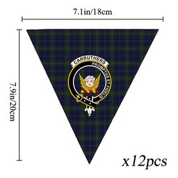 ScotsTee Shop Scottish Carruthers George Crest Tartan Triangle Flags Tartan Bunting, Pennants (12pcs)