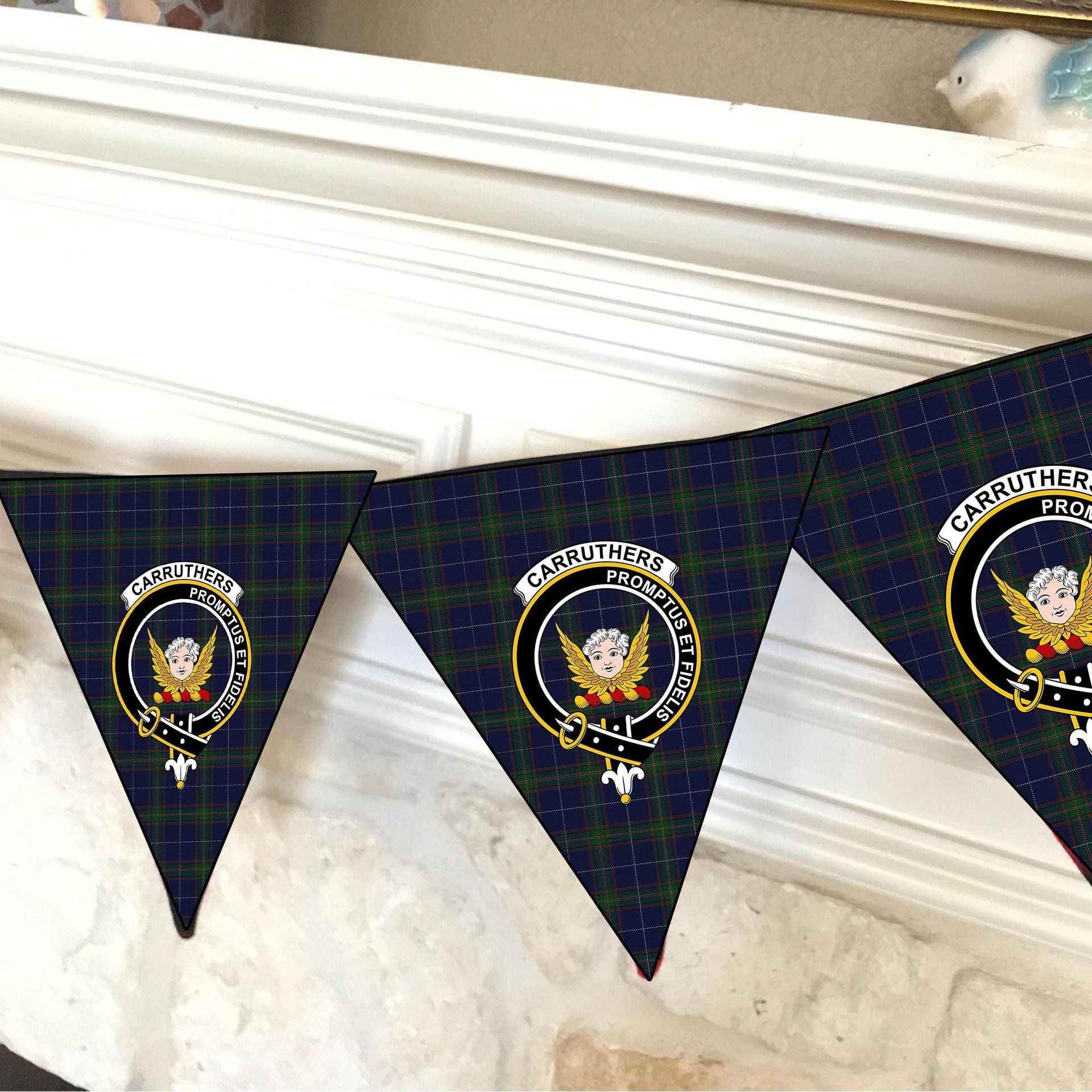 ScotsTee Shop Scottish Carruthers George Crest Tartan Triangle Flags Tartan Bunting, Pennants (12pcs)