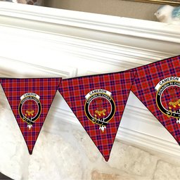 ScotsTee Shop Scottish Cameron of Lochiel Modern Crest Tartan Triangle Flags Tartan Bunting, Pennants (12pcs)