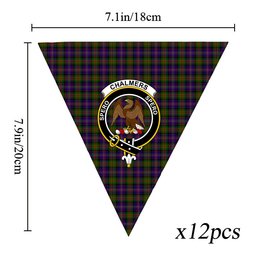 ScotsTee Shop Scottish Chalmers Crest Tartan Triangle Flags Tartan Bunting, Pennants (12pcs)
