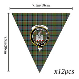 ScotsTee Shop Scottish Donald of Clan Ranald Ancient Crest Tartan Triangle Flags Tartan Bunting, Pennants (12pcs)