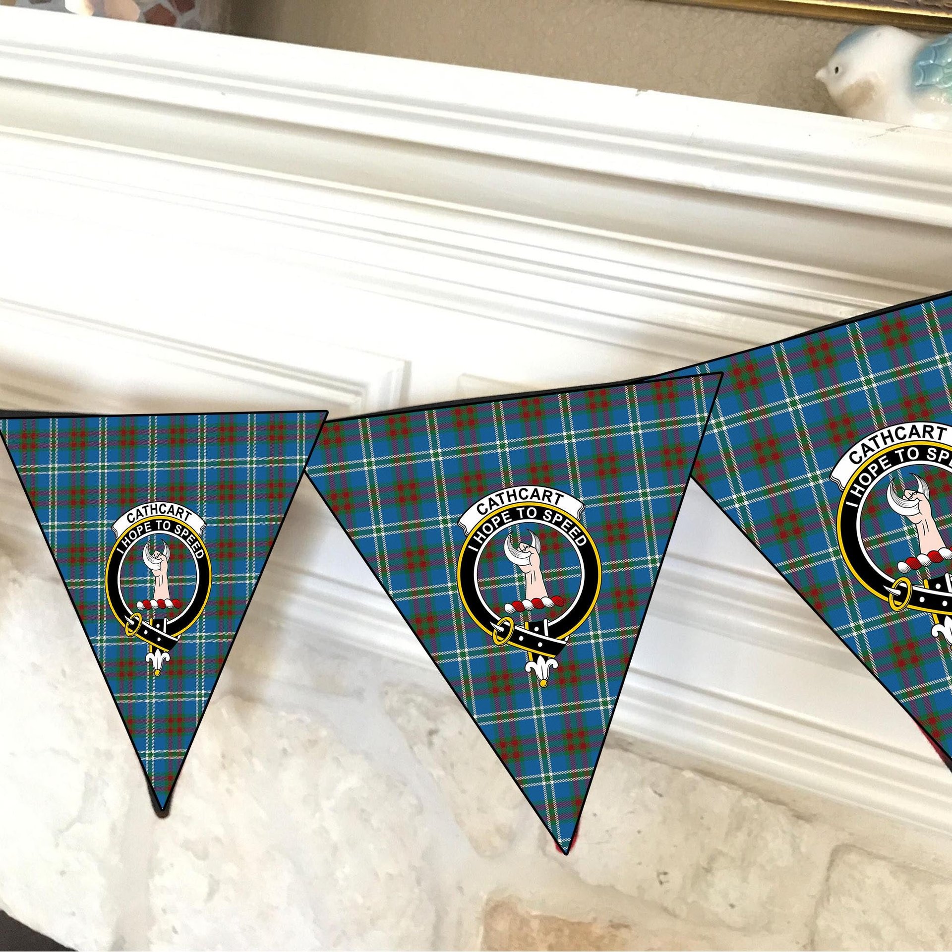 ScotsTee Shop Scottish Cathcart Ancient Crest Tartan Triangle Flags Tartan Bunting, Pennants (12pcs)