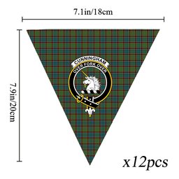 ScotsTee Shop Scottish Cunningham Hunting Ancient Crest Tartan Triangle Flags Tartan Bunting, Pennants (12pcs)
