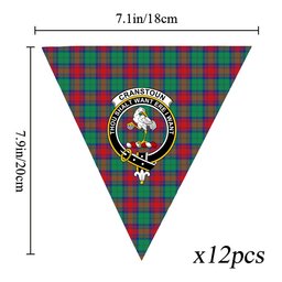 ScotsTee Shop Scottish Cranstoun Dress Modern Crest Tartan Triangle Flags Tartan Bunting, Pennants (12pcs)