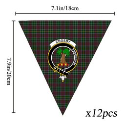 ScotsTee Shop Scottish Crosby Crest Tartan Triangle Flags Tartan Bunting, Pennants (12pcs)