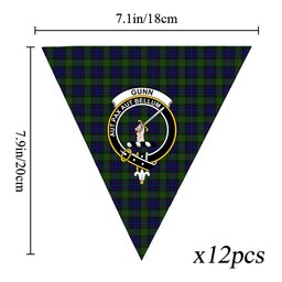 ScotsTee Shop Scottish Gunn Crest Tartan Triangle Flags Tartan Bunting, Pennants (12pcs)