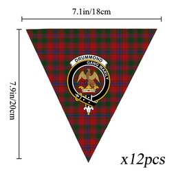 ScotsTee Shop Scottish Drummond 2 Crest Tartan Triangle Flags Tartan Bunting, Pennants (12pcs)