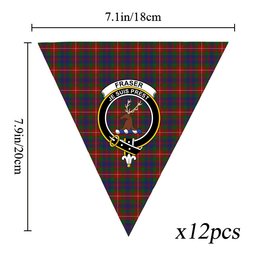 ScotsTee Shop Scottish Fraser of Lovat Crest Tartan Triangle Flags Tartan Bunting, Pennants (12pcs)