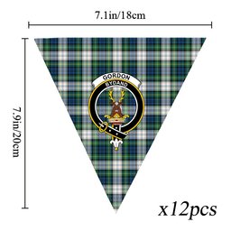ScotsTee Shop Scottish Gordon Dress Ancient Crest Tartan Triangle Flags Tartan Bunting, Pennants (12pcs)