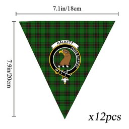ScotsTee Shop Scottish Halkett Crest Tartan Triangle Flags Tartan Bunting, Pennants (12pcs)