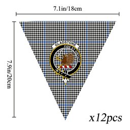 ScotsTee Shop Scottish Gladstone Modern Crest Tartan Triangle Flags Tartan Bunting, Pennants (12pcs)