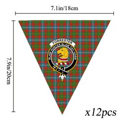 ScotsTee Shop Scottish Forrester Ancient Crest Tartan Triangle Flags Tartan Bunting, Pennants (12pcs)