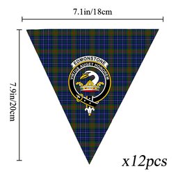 ScotsTee Shop Scottish Edmonstone of Duntreath Crest Tartan Triangle Flags Tartan Bunting, Pennants (12pcs)