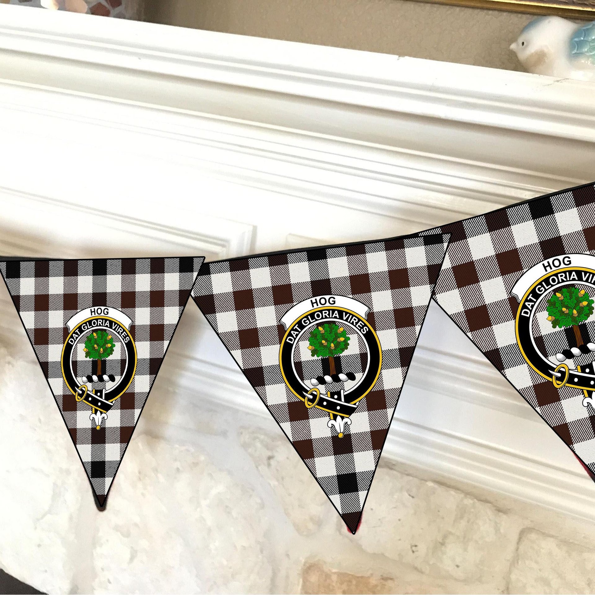 ScotsTee Shop Scottish Hog Modern Crest Tartan Triangle Flags Tartan Bunting, Pennants (12pcs)