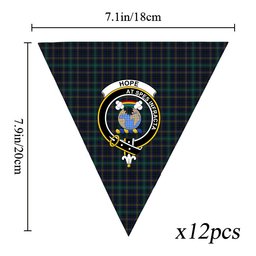 ScotsTee Shop Scottish Hope Vere Modern Clan Crest Tartan Triangle Flags Tartan Bunting, Pennants (12pcs)